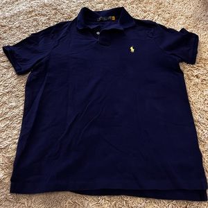 Polo Ralph Lauren Slim Fit Mesh Polo Shirt. Classic cut in Fall Royal/Yellow.